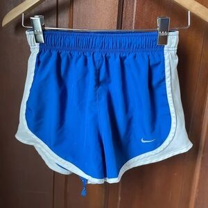 NIike dri fit women's small blue / white athletic shorts